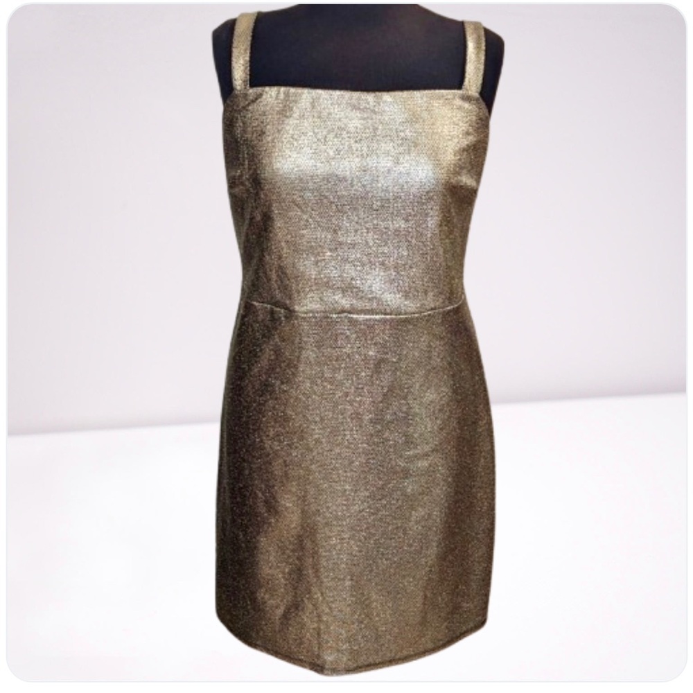 METALLIC GOLD DRESS TANK STRAP JUMPER SHEATH SIZE 0X